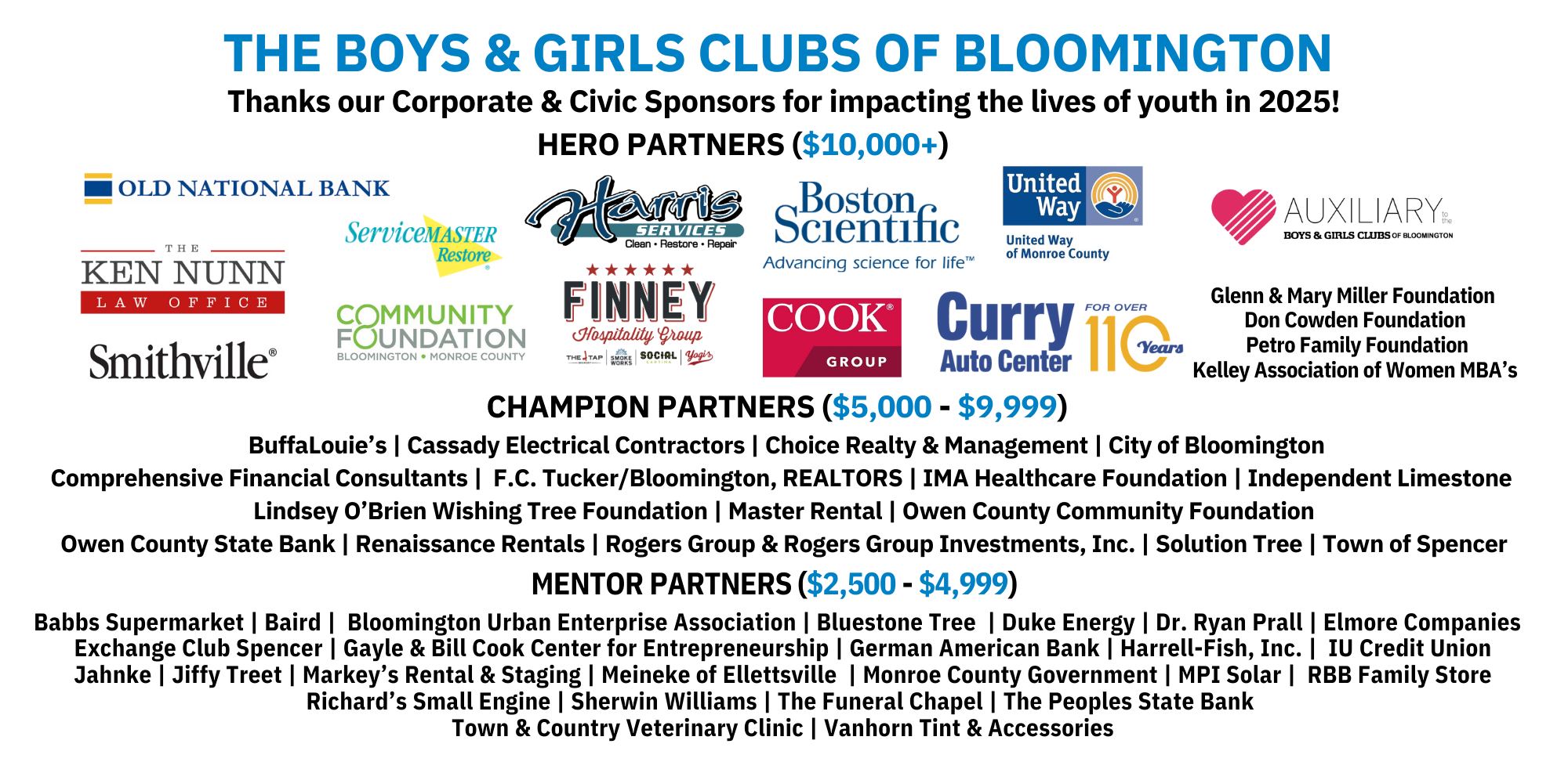 BGCB25 Corporate & Civic Sponsors